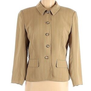 HALSTON Tan Blazer Size 8  Fine Pinstripes  Spring or Summer